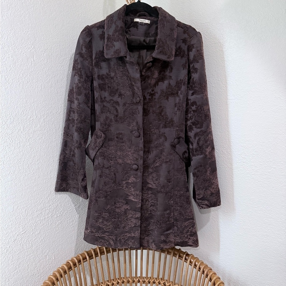 Vertigo Paris Brown Textured Jacquard Jacket